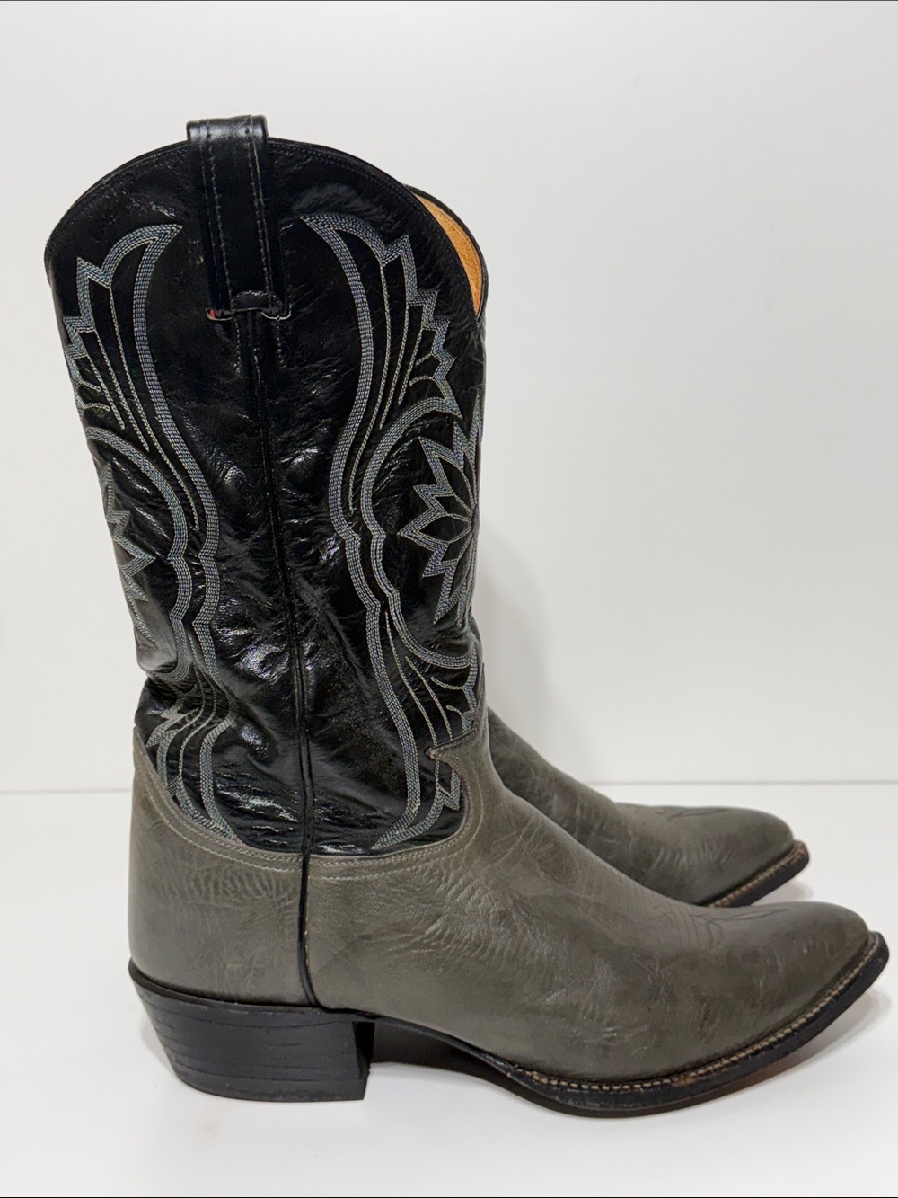 Vintage Tony Lama Black Label Cowboy Boots Size 12 D Style 6701